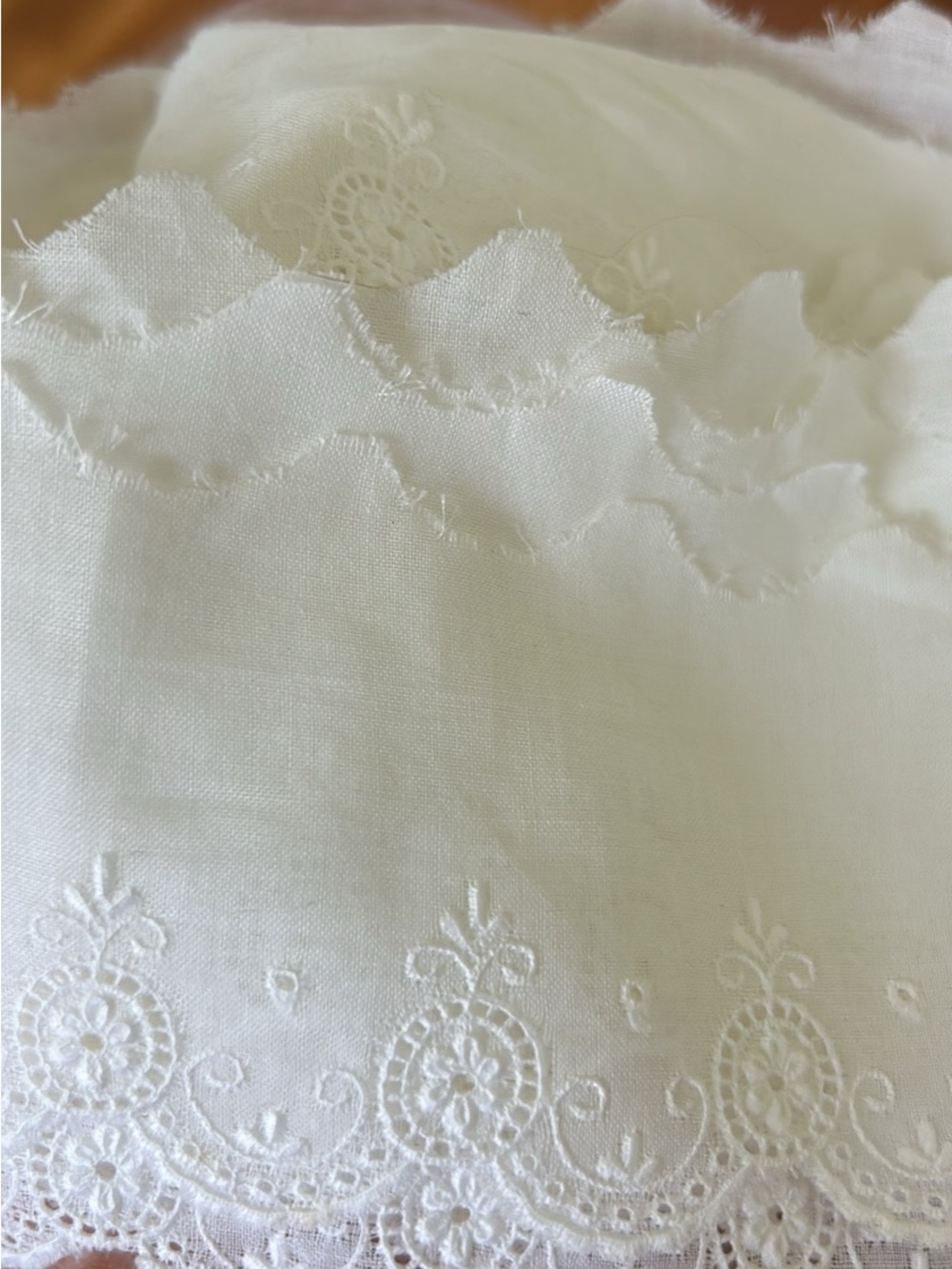 10 yards Embroidered  White Cotton eyelet edging  with Scalloped Edge